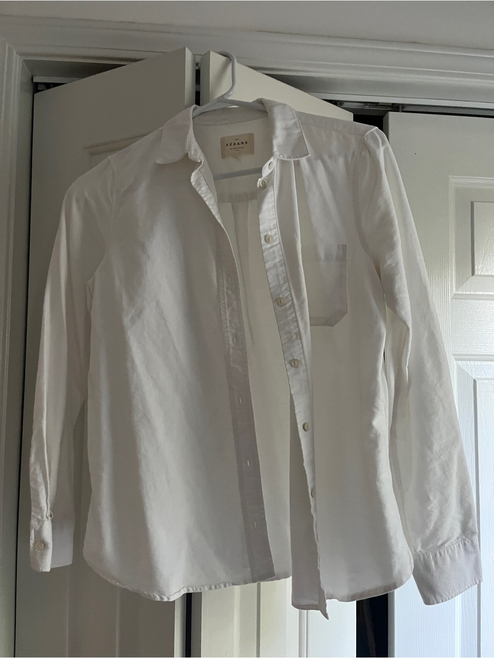 Sezanne White Long-Sleeve Button-Down Shirt XS